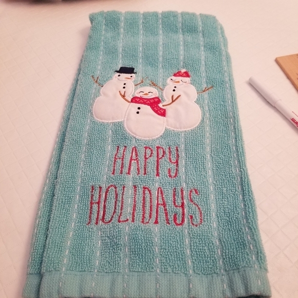 Lot Of 3 Christmas Hand Towels,I Believe In Santa Paws,checkered, Snow Men - Picture 7 of 9